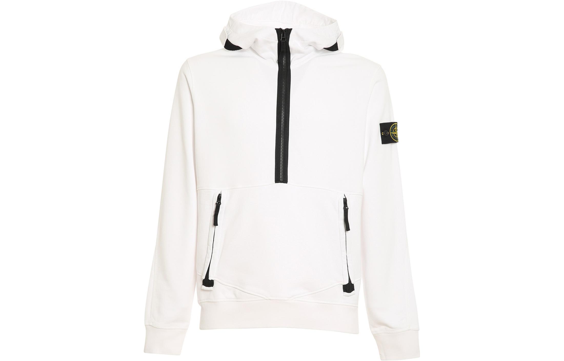 Stone Island White Pullover Hoodie Long Sleeve Casual Fit 741560451-V0001