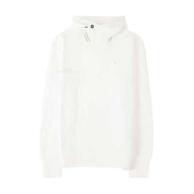 Stone Island White Pullover Hoodie Long Sleeve Simple Design 721560151-V0001
