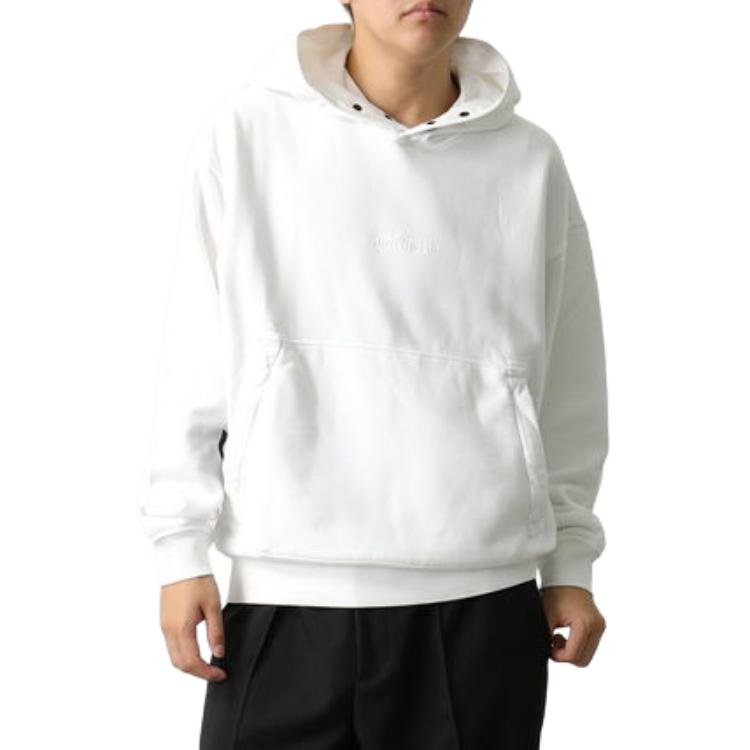 Stone Island White Pullover Hoodie Long Sleeve Solid Color 781562251-V0001