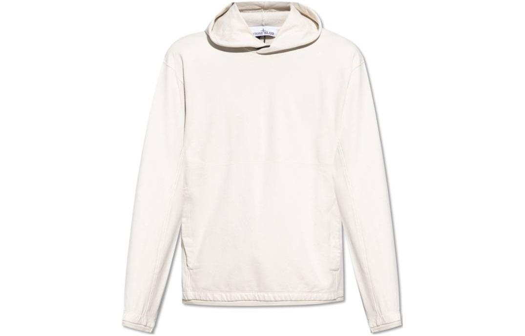 Stone Island White Pullover Hoodie with Pocket Loose Fit 7915602G5-V0097