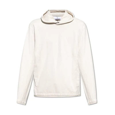 Stone Island White Pullover Hoodie with Pocket Loose Fit 7915602G5-V0097