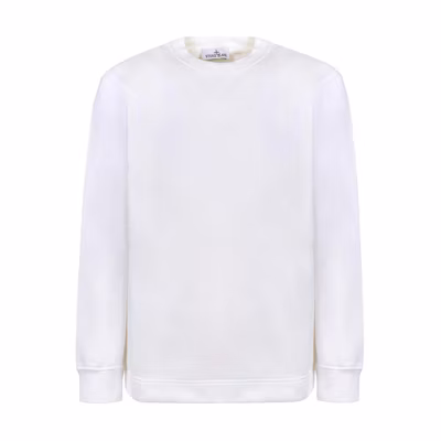 Stone Island White Pure Cotton Crewneck Slim Fit Long Sleeve Sweatshirt Men 791565477-V0001