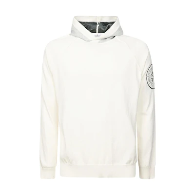 Stone Island White Relaxed Fit Letter Print Pullover Hoodie 7815512B7-V0001