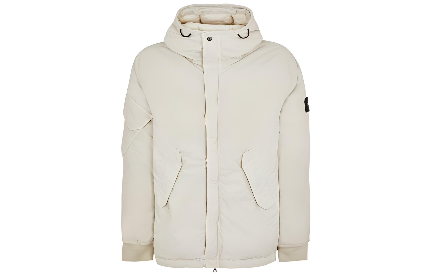 Stone Island White Slim Fit Long Sleeve Zip Hoodie Jacket 791542521-V0097