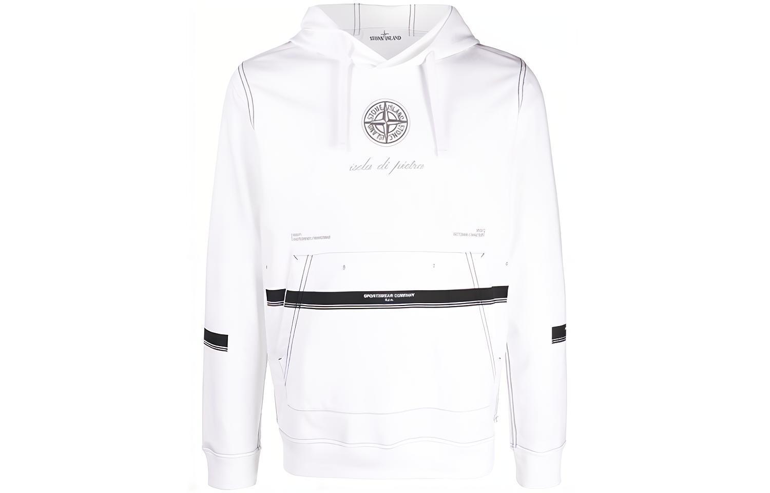 Stone Island White Slogan Print Pullover Sweatshirt for Men 751565495-V0001