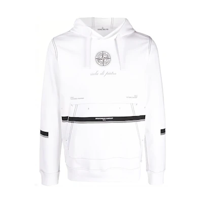Stone Island White Slogan Print Pullover Sweatshirt for Men 751565495-V0001