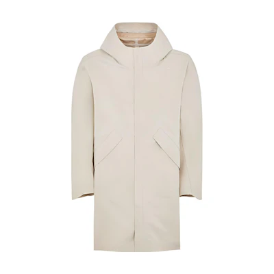 Stone Island White Solid Color Hooded Mid-Length Jacket with Double Pockets 7915702G1-V0097