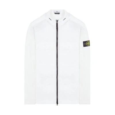 Stone Island White Solid Color Hoodie Logo Long-Sleeve Jacket for Men 761512402-V0001