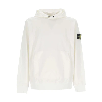 Stone Island White Solid Color Logo Hoodie 801565052-V0001
