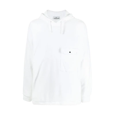 Stone Island White Solid Color Pullover Hoodie Long Sleeve 761561253-V0001