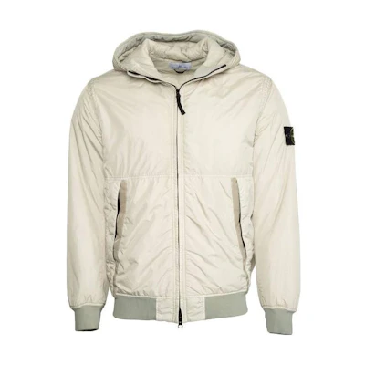 Stone Island White Solid Color Zip-Up Hoodie Jacket 791540823-V0097