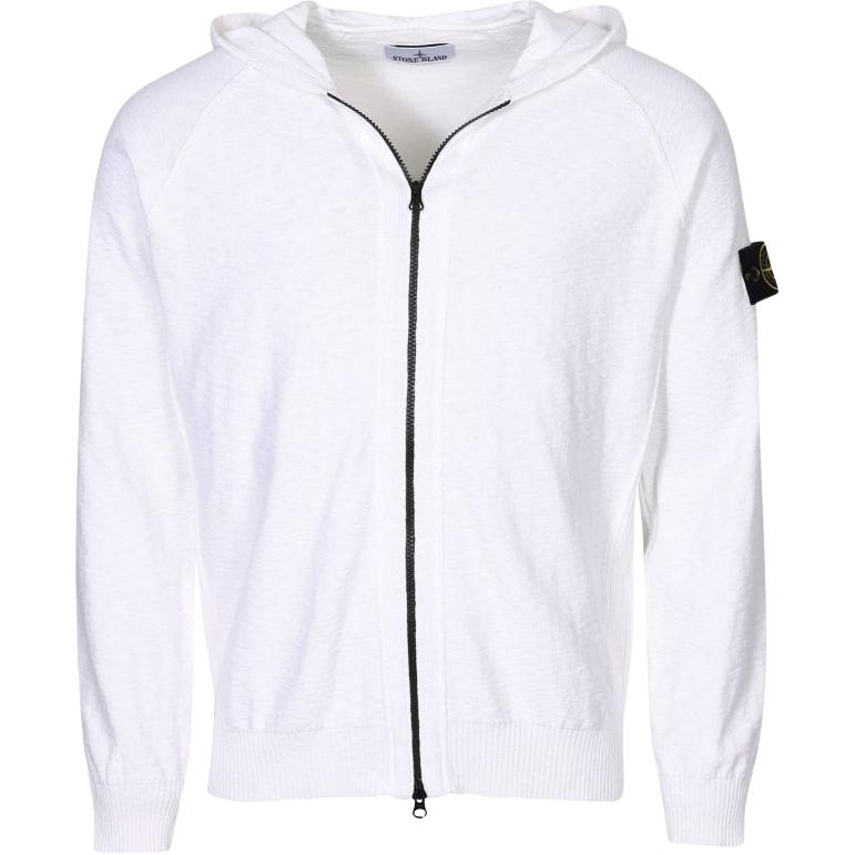 Stone Island White Solid Color Zip-Up Hoodie Jacket for Men 7815503B0-V0001
