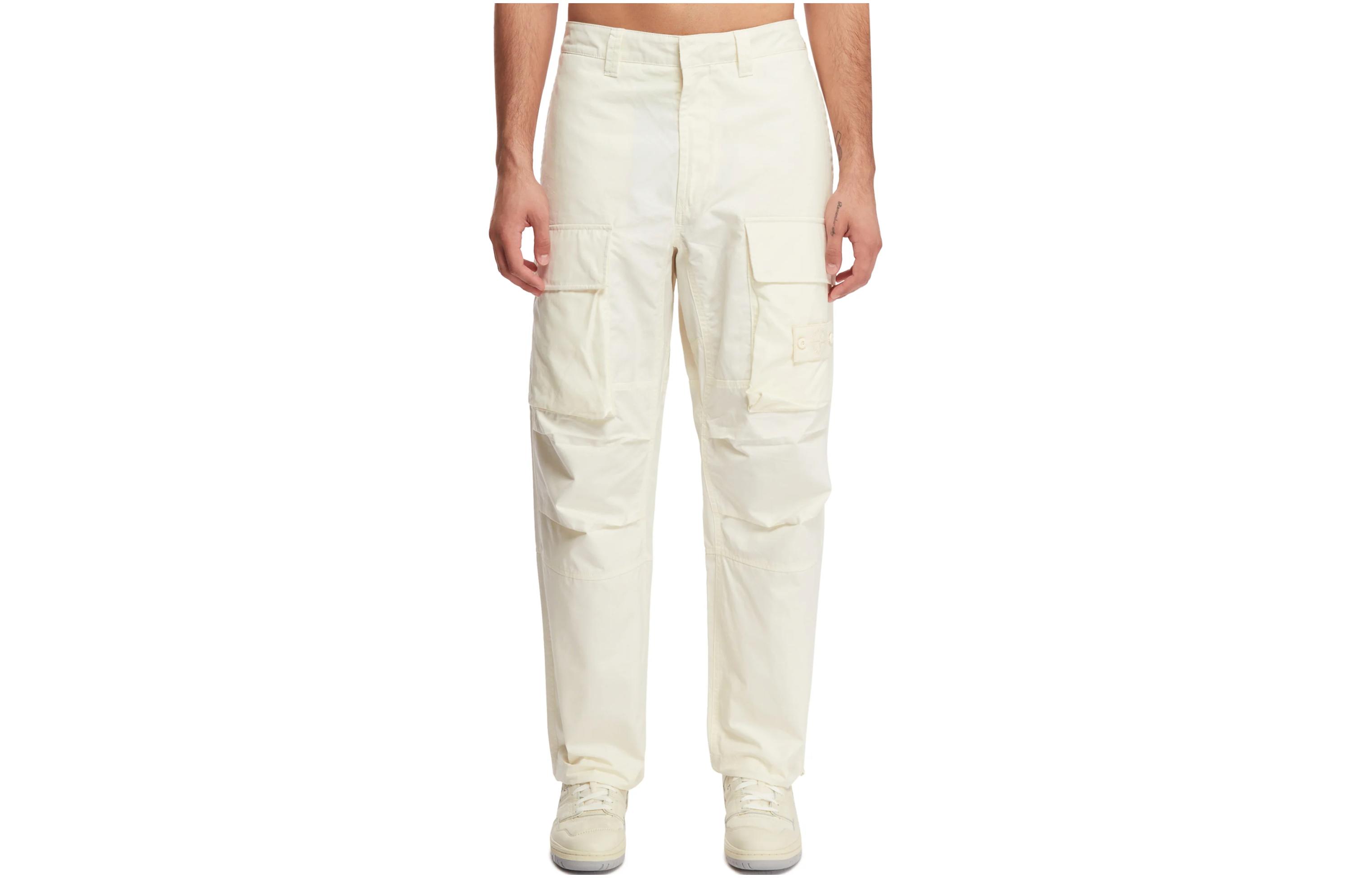 Stone Island White Solid Color Zipper Sweatpants with Logo for Men. 8015309F1-V0099 圖 2