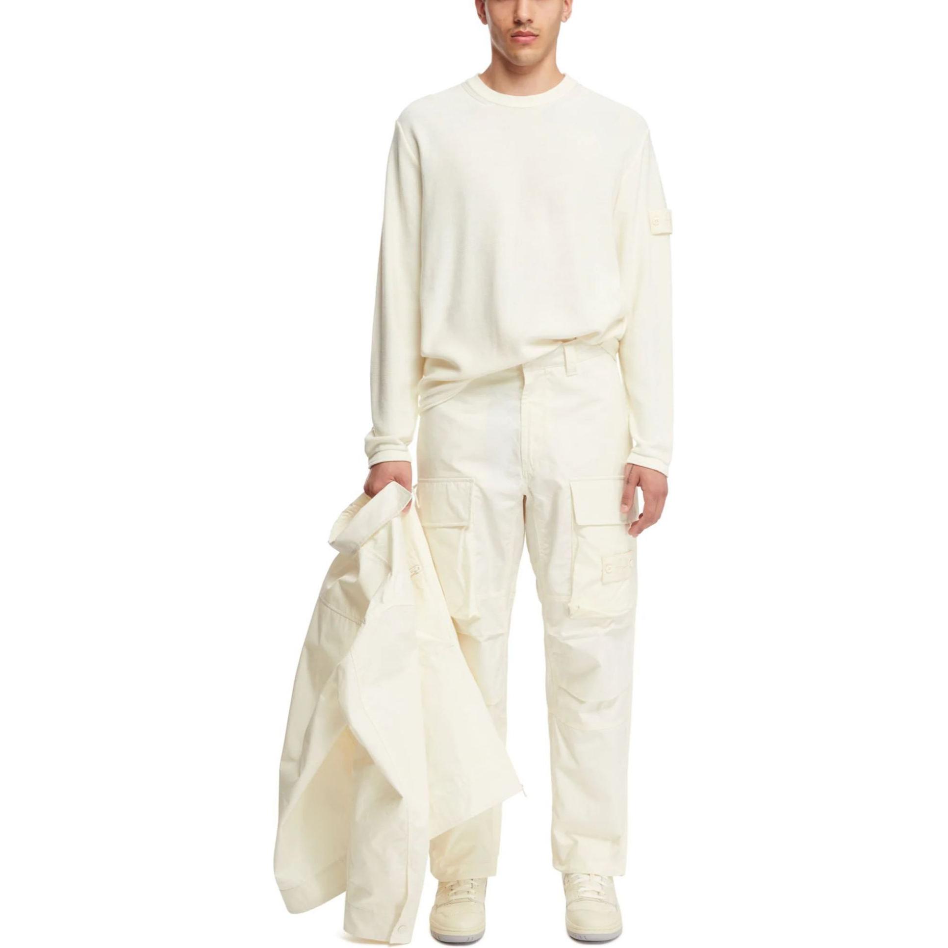 Stone Island White Solid Color Zipper Sweatpants with Logo for Men. 8015309F1-V0099 圖 6