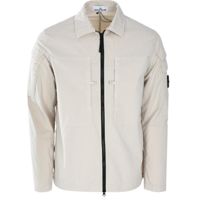 Stone Island White Zip-Up Collared Loose-Fit Jacket for Men 791510610-V0097 圖 2