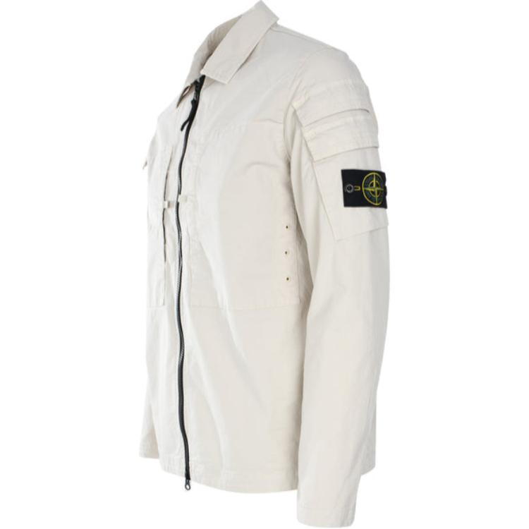 Stone Island White Zip-Up Collared Loose-Fit Jacket for Men 791510610-V0097 圖 4