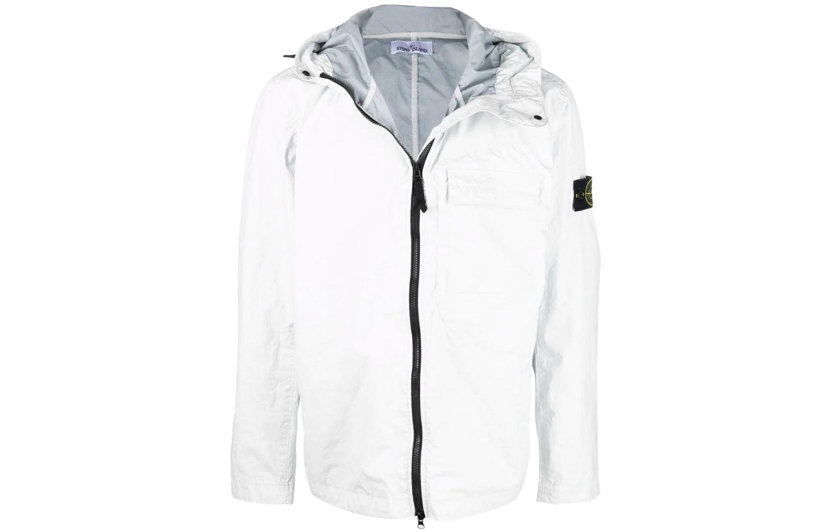 Stone Island White Zip-Up Long-Sleeve Jacket for Men 761540223-V0003