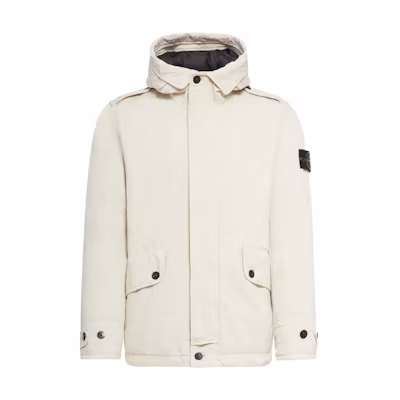 Stone Island White Zipped Hoodie Jacket for Men 791541349-V0097
