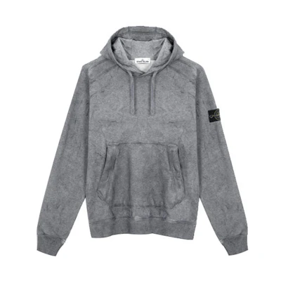 Stone Island Winter Pullover Hoodie Grey Fleece with Logo Patch. 731562090-V1M29