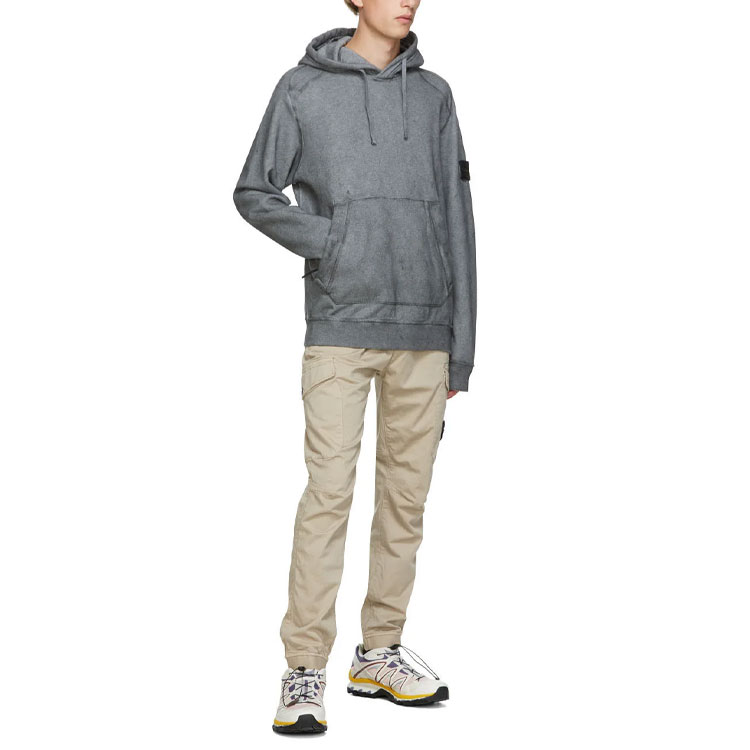 Stone Island Winter Pullover Hoodie Grey  Fleece with Logo Patch. 731562090-V1M29 圖 3