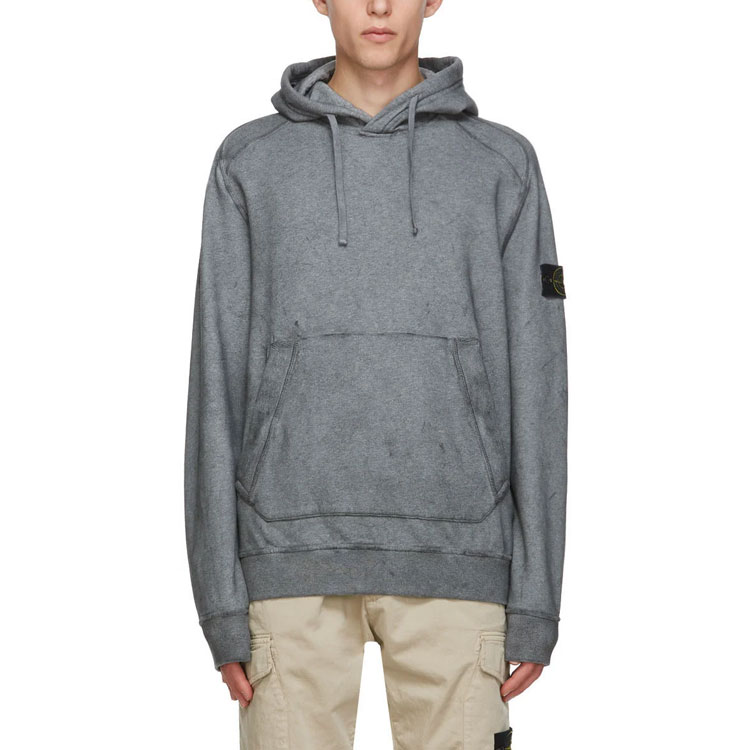 Stone Island Winter Pullover Hoodie Grey  Fleece with Logo Patch. 731562090-V1M29 圖 4