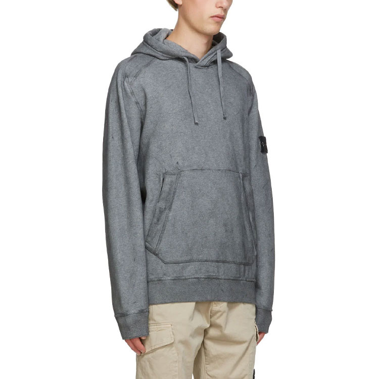 Stone Island Winter Pullover Hoodie Grey  Fleece with Logo Patch. 731562090-V1M29 圖 6