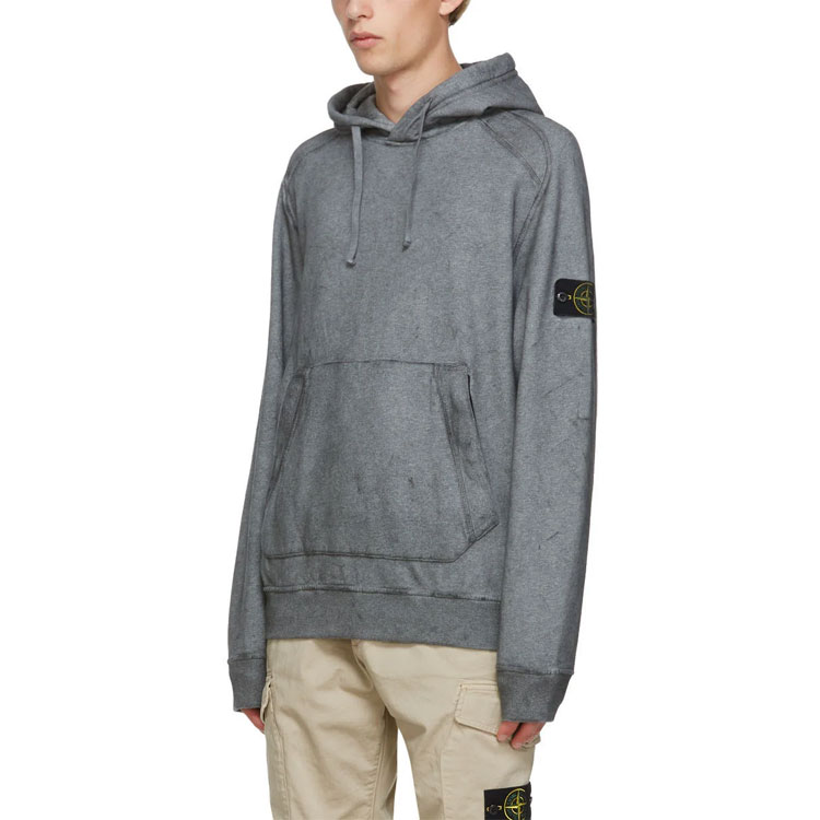 Stone Island Winter Pullover Hoodie Grey  Fleece with Logo Patch. 731562090-V1M29 圖 7