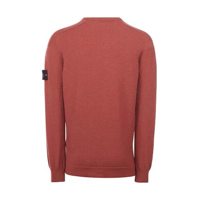Stone Island Wool Crewneck Pullover Sweatshirt Men’s Brick Red 7515508A1-V0015
