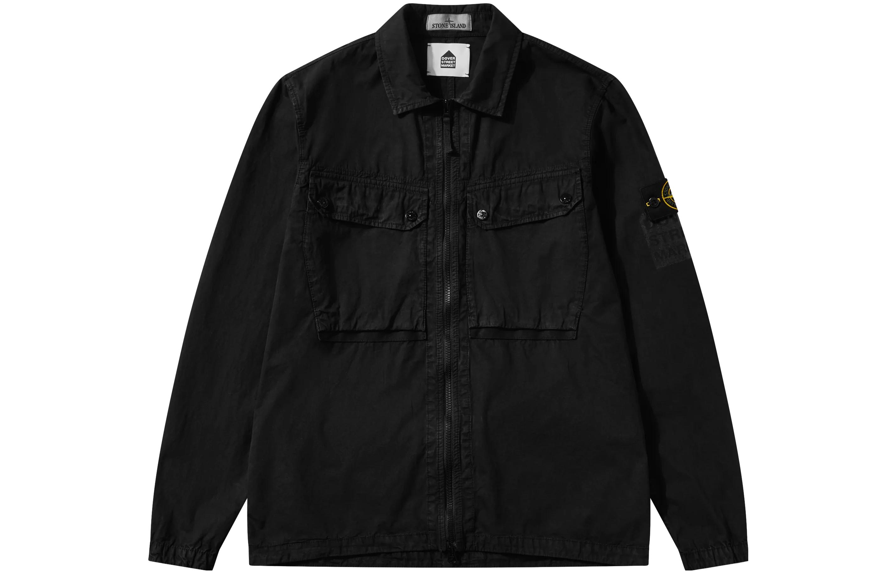 Stone Island DSM Collab Solid Color Zip-Up Jacket with Chest Pockets Unisex 056246022995-0622