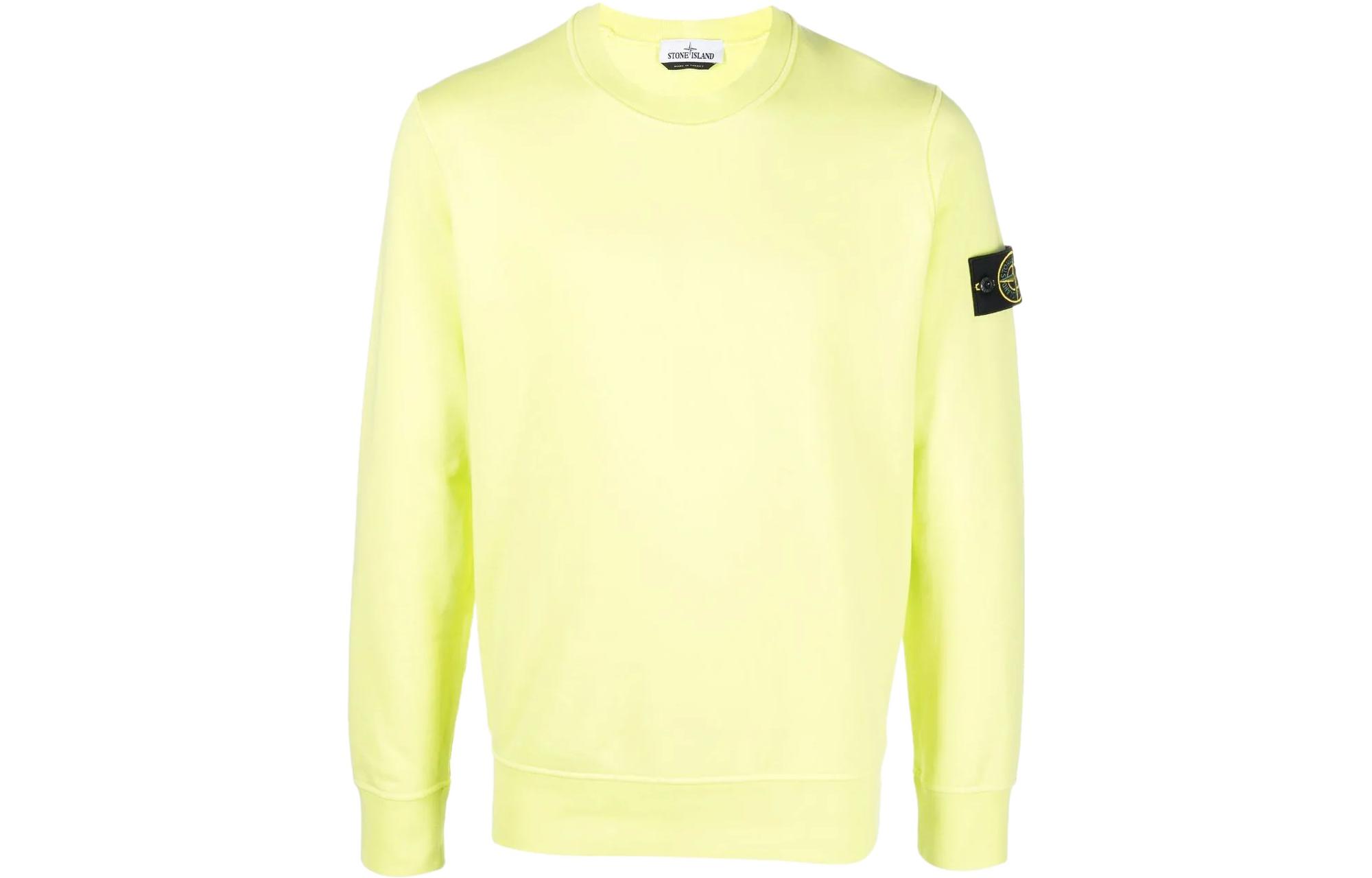 Stone Island Yellow Crewneck Long Sleeve Sweatshirt for Men 761563051-V0031
