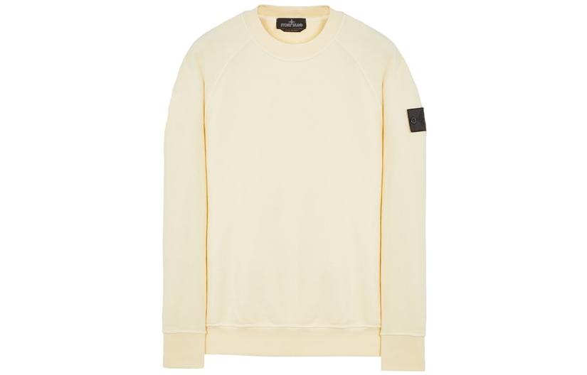 Stone Island Yellow Crewneck Pullover Sweatshirt Men’s Casual Solid Color. 781960619-V0035