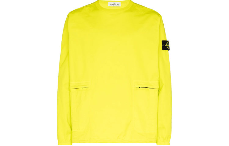 Stone Island Yellow Crewneck Pullover Sweatshirt with Logo 741510619-V0051