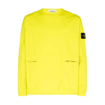 Stone Island Yellow Crewneck Pullover Sweatshirt with Logo 741510619-V0051