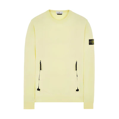 Stone Island Yellow Crewneck Sweatshirt with Side Logo Badge for Men 741563451-V0051