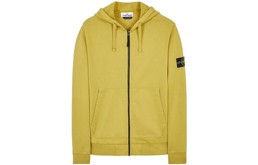 Stone Island Yellow Hoodie with Side Badge and Pocket for Men 751564220V0098