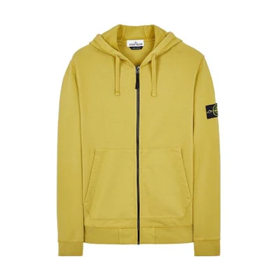 Stone Island Yellow Hoodie with Side Badge and Pocket for Men 751564220V0098