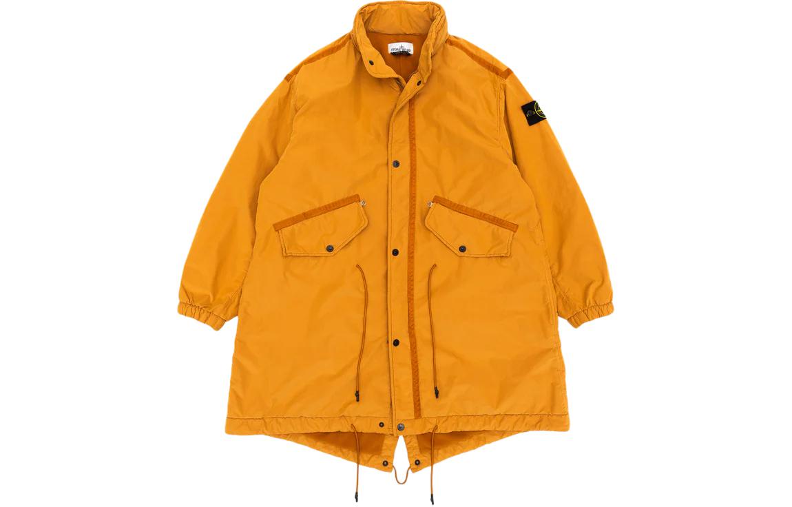 Stone Island Yellow Hoodie Zip-Up Jacket with Logo Print for Men 791570631-V0013