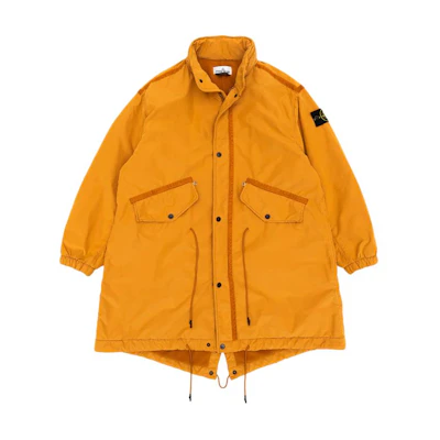 Stone Island Yellow Hoodie Zip-Up Jacket with Logo Print for Men 791570631-V0013