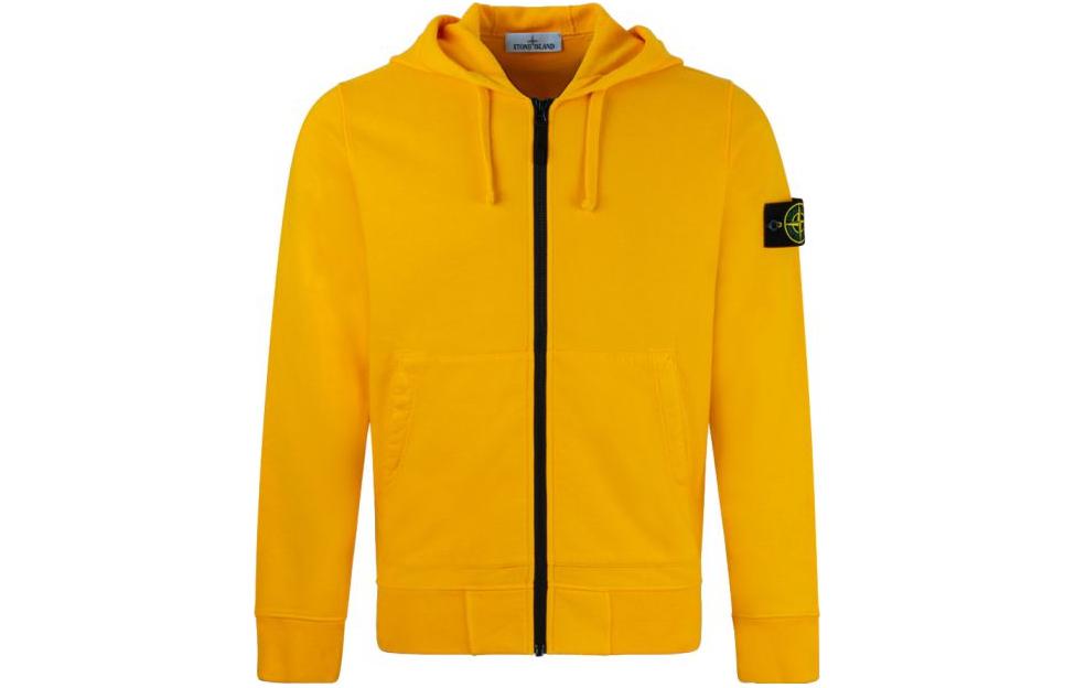 Stone Island Yellow Logo Hooded Zip-Up Jacket 771564220-V0030