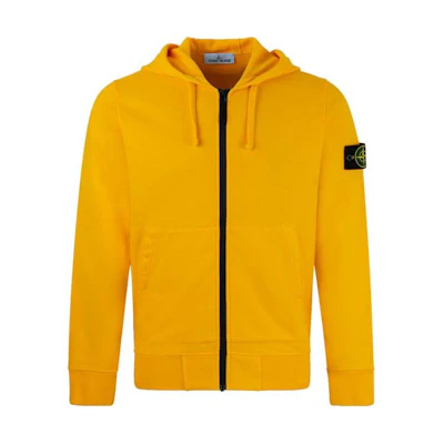 Stone Island Yellow Logo Hooded Zip-Up Jacket 771564220-V0030
