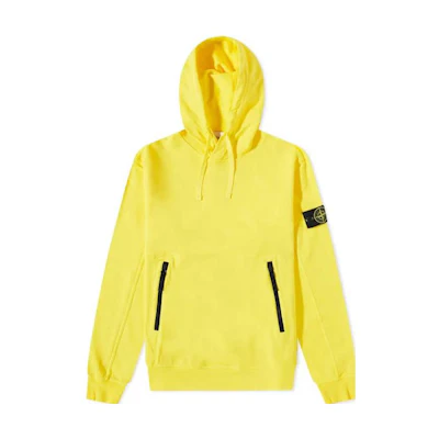 STONE ISLAND Yellow Pullover Hoodie with Badge for Men. 781560452-V0030