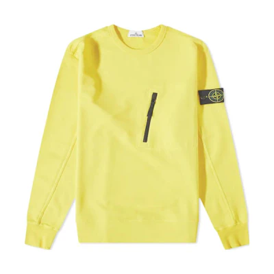 Stone Island Yellow Solid Color Crewneck Pullover Sweatshirt 781560352-V0030