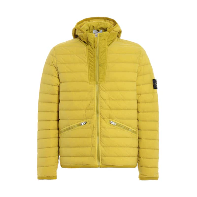 Stone Island Yellow Solid Color Hooded Zip Jacket 701543125-V0038