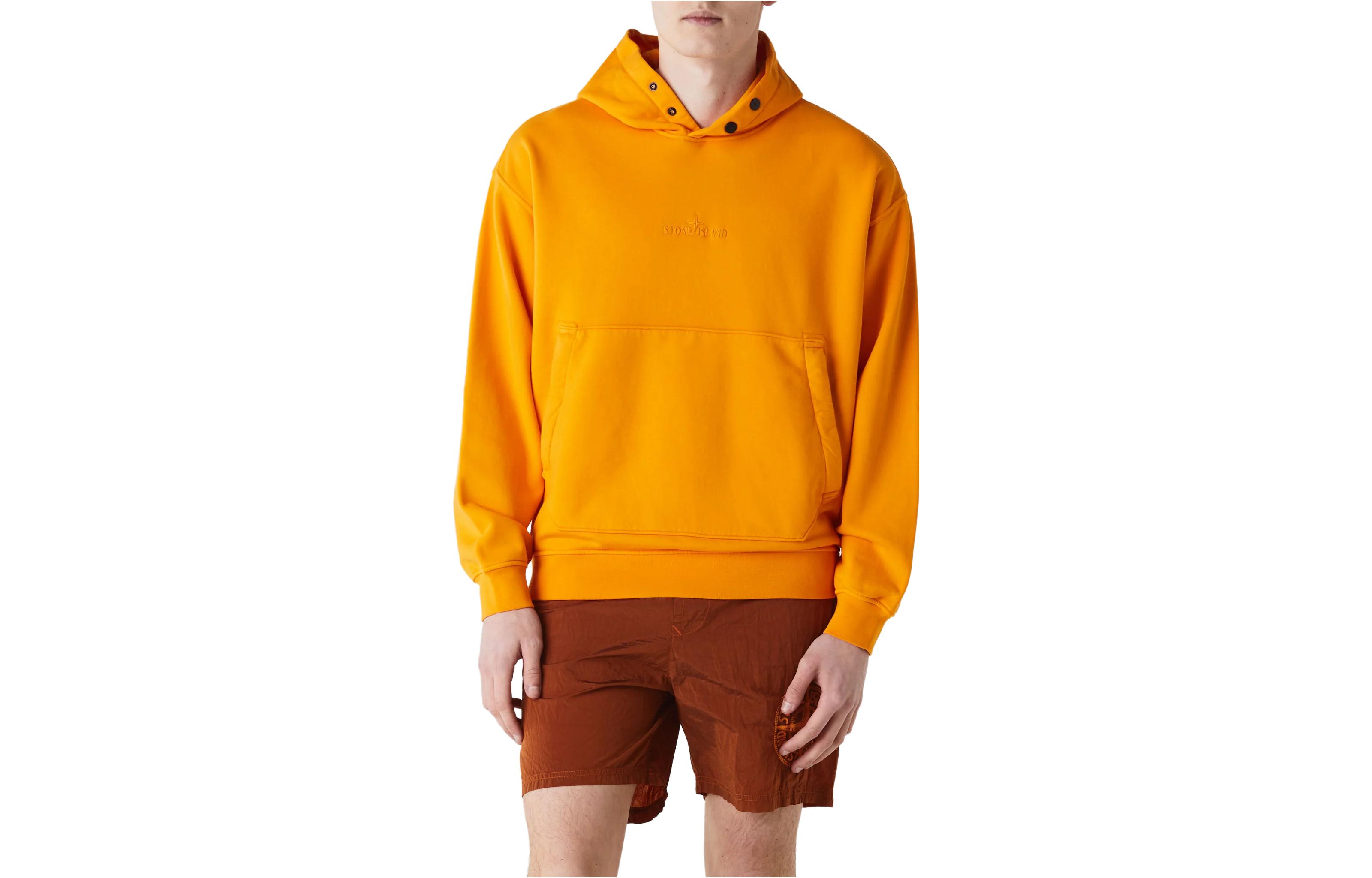 Stone Island Yellow Solid Color Slim Fit Hoodie 781562251-V0032