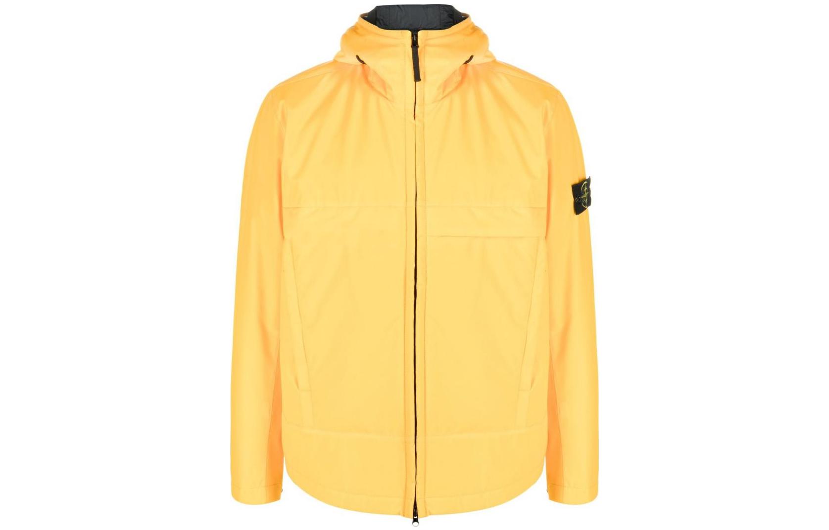 Stone Island Yellow Zip-Up Hoodie Jacket with Logo Patch 771540527-V0030