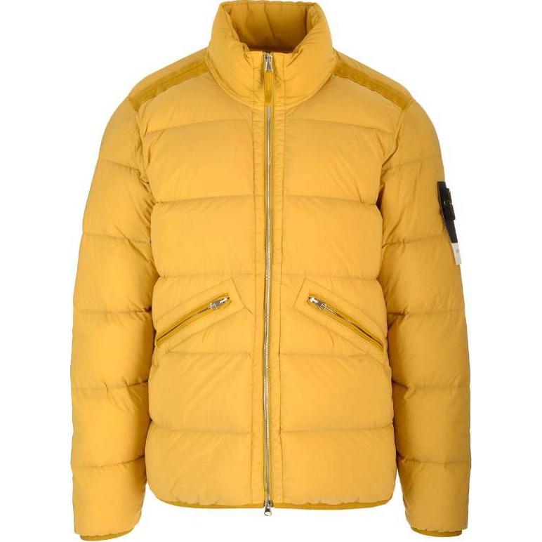 Stone Island Yellow Zip-Up Jacket with Logo Patch 811543028-V0034