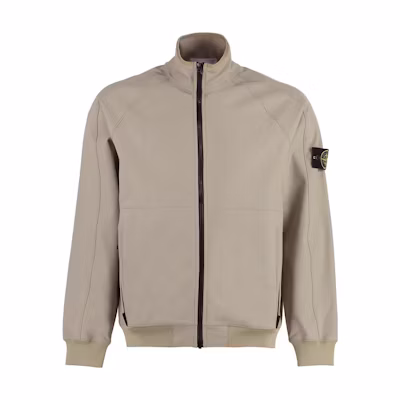 Stone Island Zip-Up Logo Patch Jacket Khaki Long Sleeve Outerwear 781560753-V0092