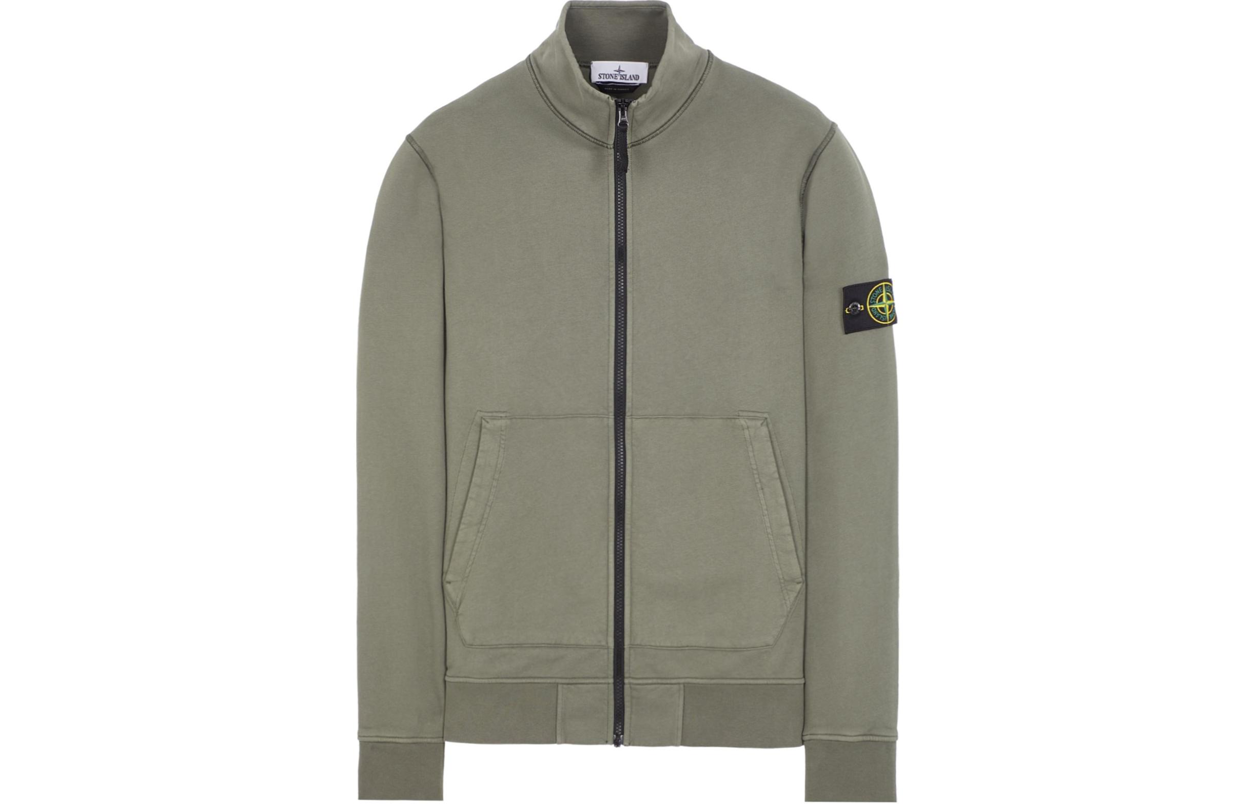 Stone Island Zip-Up Stand Collar Jacket in Musk Green 801564351-V0059