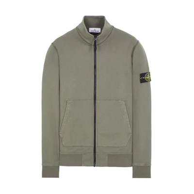 Stone Island Zip-Up Stand Collar Jacket in Musk Green 801564351-V0059