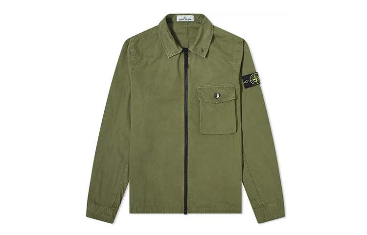 Stone Island Zipper Woven Jacket  Olive Green 7215114WN-V0158
